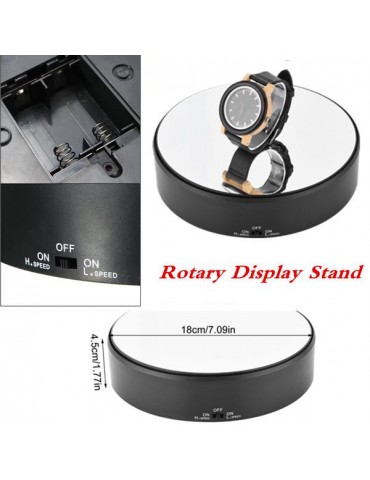 Mirror Surface 360° Rotary Display Stand Adjustable Rotating Speed Turntable Jewelry Holder