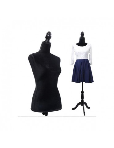 [US-W]Half-Length Foam & Brushed Fabric Coating Lady Model for Clothing Display Black