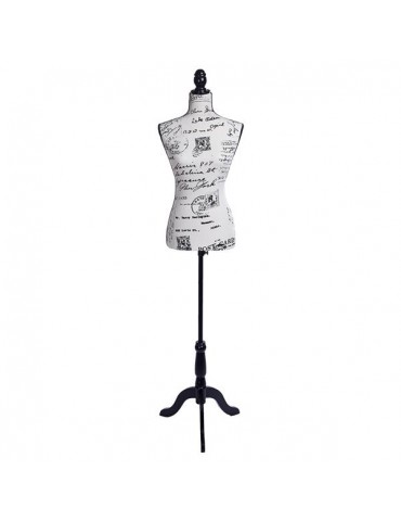 Half-Length Letter Pattern Foam & Brushed Fabric Coating Lady Model for Clothing Display Black