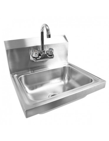 17" Commercial Stainless Steel Wall Mount Kitchen Hand Sink with Faucet Silver