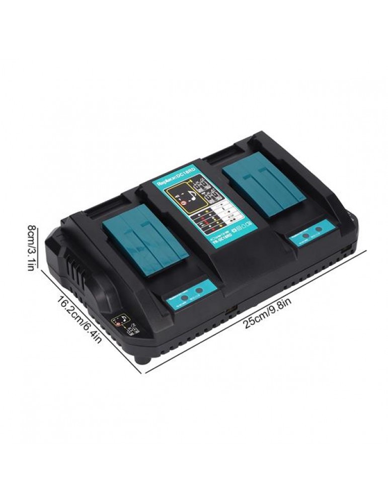Dual Port Rapid Battery Charging Quick Double Charger Replacement Fit for Makita DC18RD